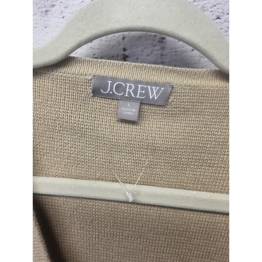J.CREW V-neck Blazer Sweater Women's Size L Tan Oversized Golden Buttons Pockets - Picture 4 of 12